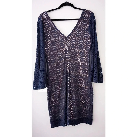 NEW Lilly Pulitzer Nicoline Dress in Scalloped Lace True Navy - Picture 7 of 7